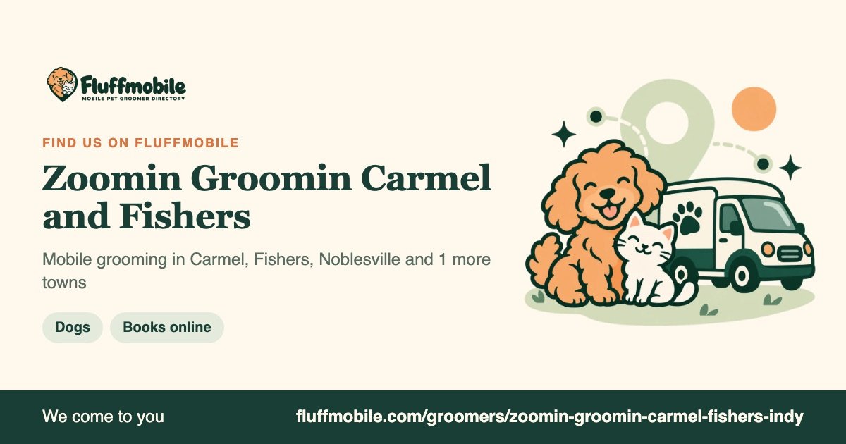Find Zoomin Groomin Carmel and Fishers on Fluffmobile